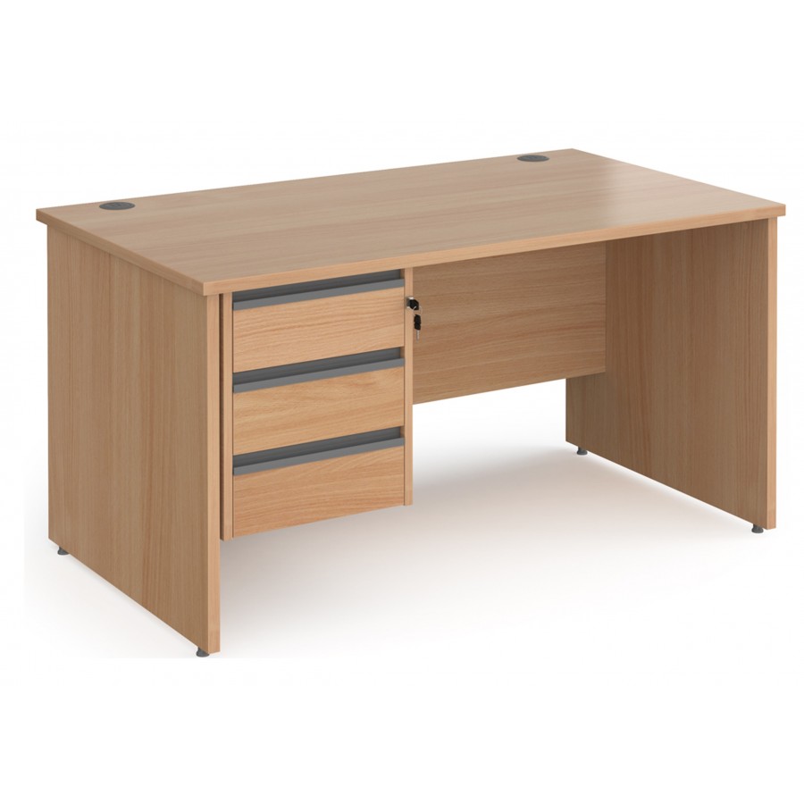 Harlow Panel End Straight Desk with Three Drawer Pedestal